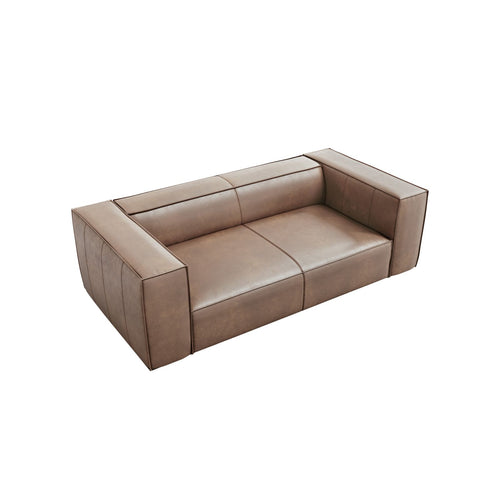Cosmopolitan Design - Bank Turin 2-zits, echt leer donkerbeige - 100x212x68cm