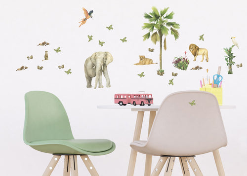 Sanders & Sanders muursticker jungle dieren groen - 30 x 30 cm - 601331