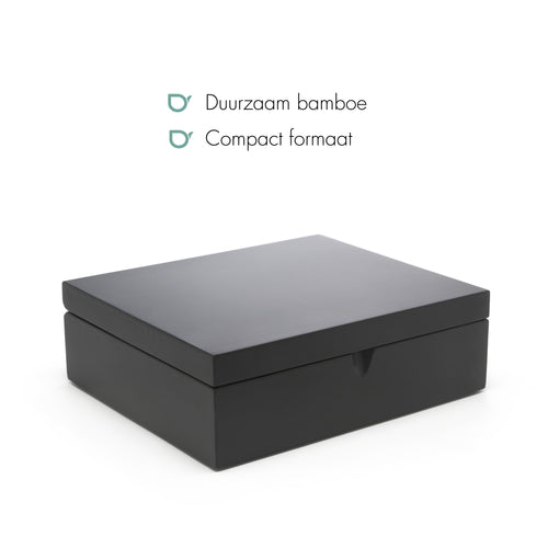 Bredemeijer - Theedoos 6 vaks gesloten bamboe zwart - vtwonen shop