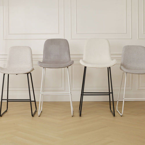 Nolon Nino-Fé Barkruk Ribstof Créme - Zwart Onderstel - 65 cm - vtwonen shop