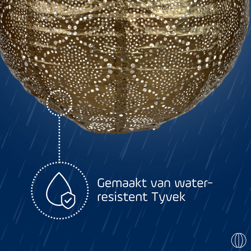 Lumiz solar lampion - bazaar rond - 30 cm - goud