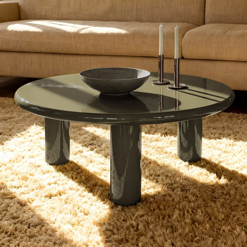 DÉJA Living Salontafel Jelsa - Rond Kaki Groen Glossy MDF - 90x90x35cm