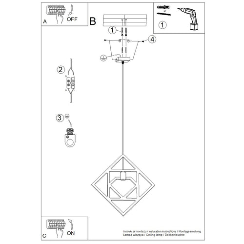 Sollux Lighting Hanglamp CARO - 50x8x145cm