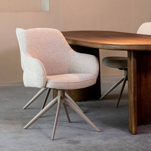 LABEL51 Eetkamerstoel Bern - Naturel Bouclé - Draaibaar - vtwonen shop