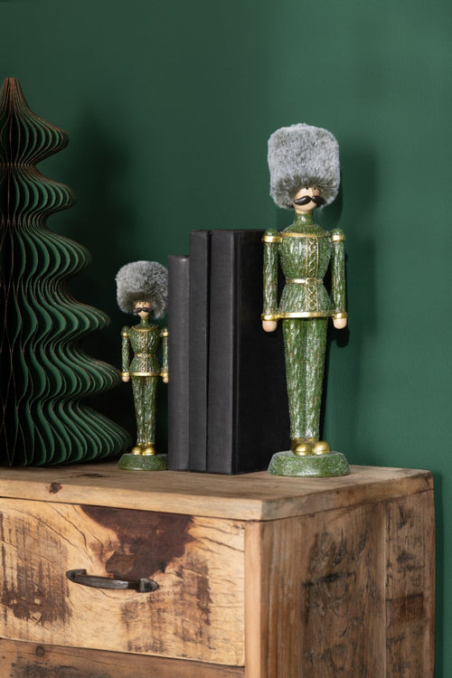 J-Line figuur Notenkraker Bont Hoed Glitter - polyresin - groen - small