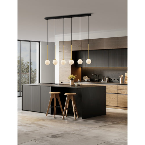 Nova Luce SAVOY Hanglamp voor aan het plafond, in de kleuren opaal, satijngoud en matzwart, LED G9 6x5W