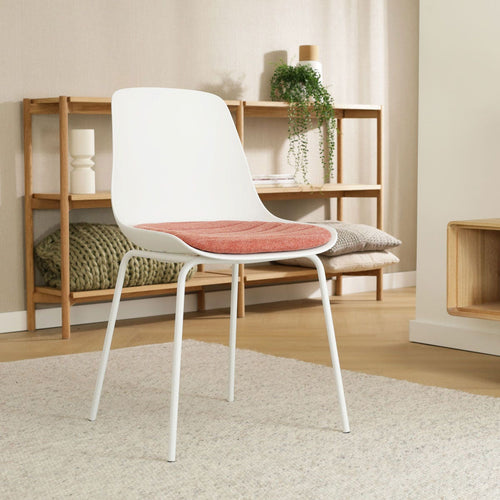 Nolon Nora-Liv Eetkamerstoel Wit - Terracotta Kussen - Witte Poten - vtwonen shop