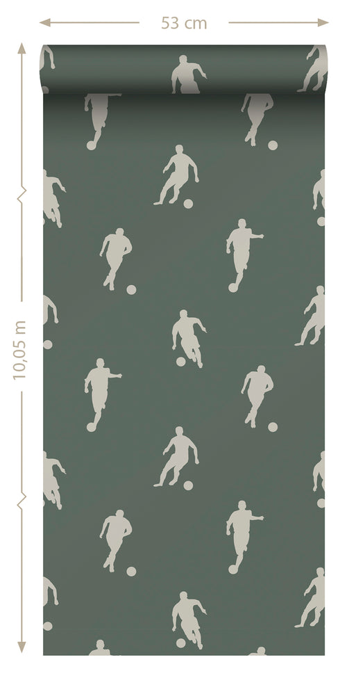 ESTAhome behang voetbalspelers donkergroen - 53 cm x 10.05 m - 139507