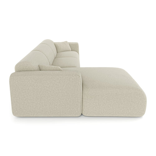Sia Home - Hoekbank links, uitklapbaar MYRA - kruisweefsel beige 280cm