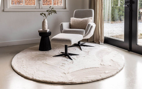 Interieur05 Rond Zacht Hoogpolig Vloerkleed Lux Creme - 120 x 120 cm - vtwonen shop