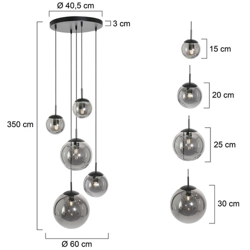 Steinhauer hanglamp bollique - 5 lichts - 60x 375 cm - zwart - vtwonen shop