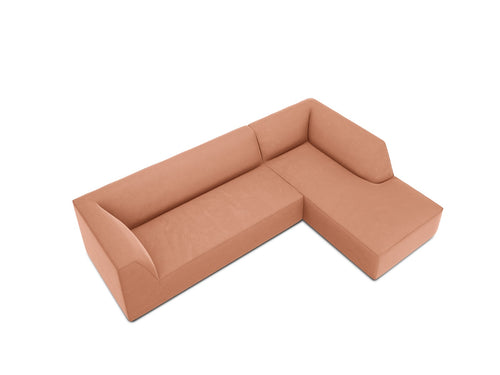 Micadoni rechter hoekbank Ruby 4-zits, flueel, roze - 180x273x69cm