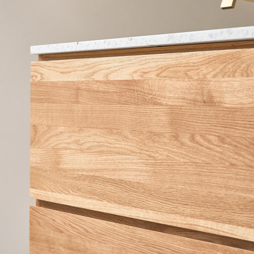 Tikamoon Badkamermeubel van massief eiken en moon premium terrazzo 80 cm - Beige - vtwonen shop