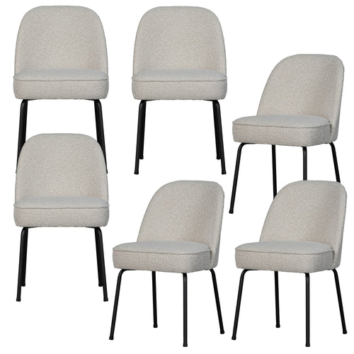 WOOOD eetkamerstoelen Vogue - Bouclé - Naturel - Set van 6