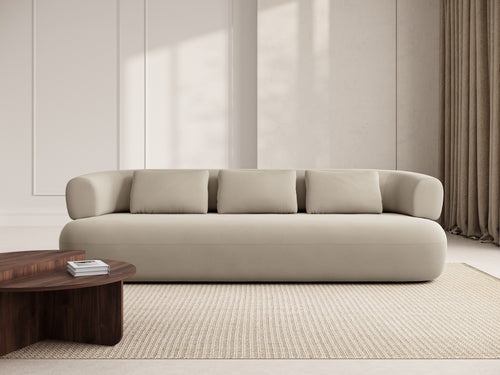 Micadoni Bank Jenny 4-zits, flueel beige - 90x226x73cm