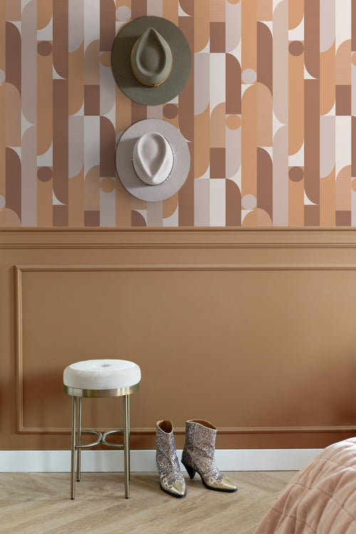 ESTAhome behang geometrische vormen lichtbruin - 50 x 900 cm - 131060 - vtwonen shop