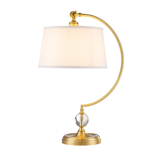 Elstead Quoizel Jenkins Tafellamp met ronde taps toelopende kap van geborsteld messing