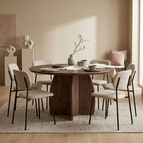 DÉJA Living Eettafel Iris - Rond Donkerbruin Hout - 130x130x76cm