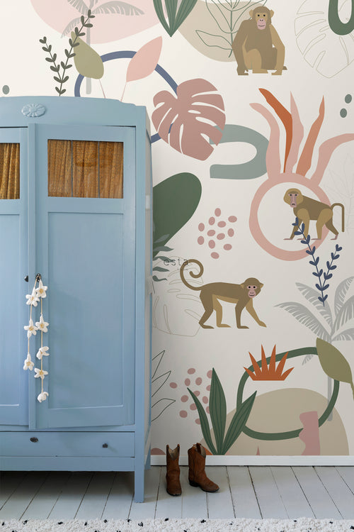 ESTAhome fotobehang jungle apen multicolor - 200 x 279 cm - 159245 - vtwonen shop