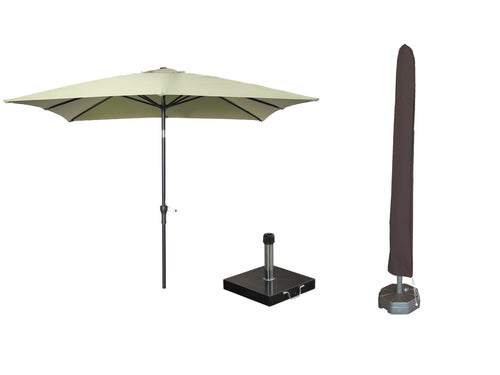 Garden Impressions Lotus parasolset 250x250 olijf met voet en hoes