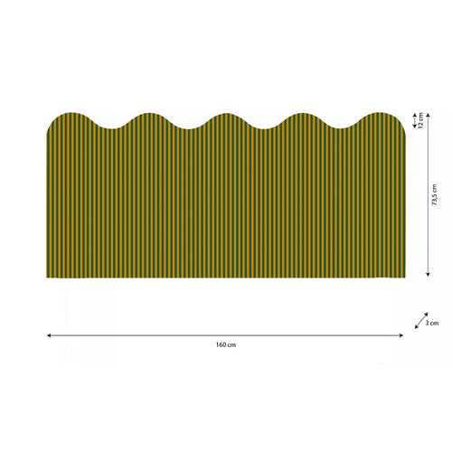 Gestoffeerd hoofdbord met golvende vorm 160x73,5 cm