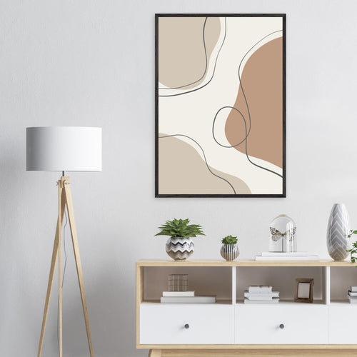 Artfulprints Poster Boho – Earth lines   - A4 21x29.7 cm - Grijs