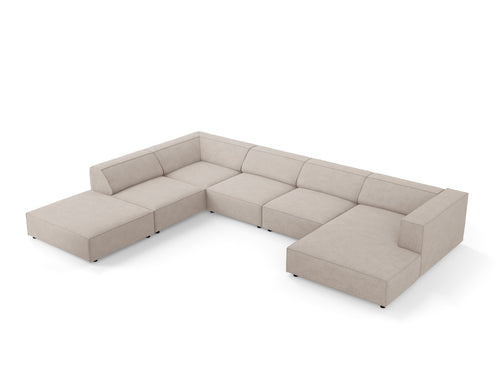 Cosmopolitan Design Panoramische hoekbank links Arendal 7-zits, chenille met ribbeleffect, donkerbeige - 262x364x70cm