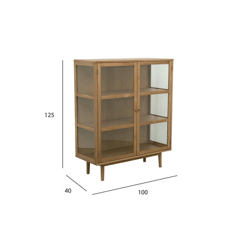 Furnhouse vitrinekast Svendborg - Natuurlijk eikenhout - MDF, Eikenfineer - 40x100x125