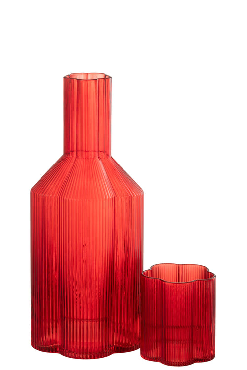 J-Line karaf Fiore - glas - rood