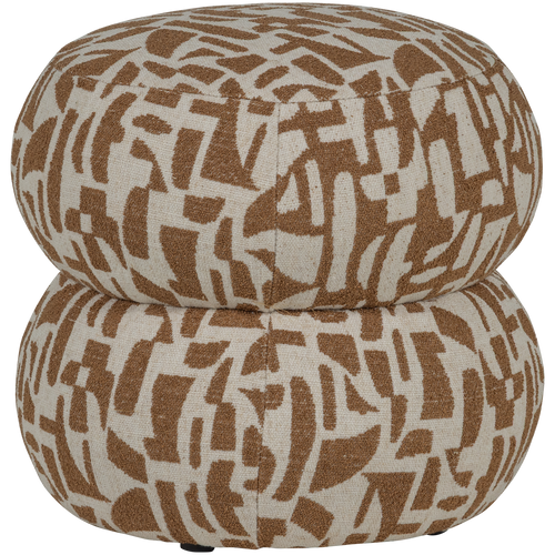 WOOOD poef Anic - Polyester - Grafisch Patroon - Bruin - vtwonen shop