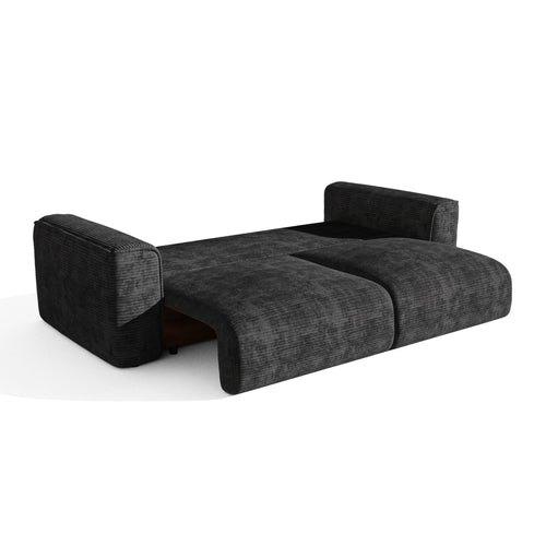 Premium Interiors - Slaapbank met opbergruimte COMO - corduroy zwart 254cm
