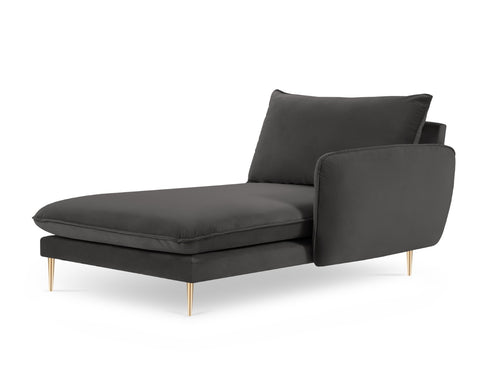 Cosmopolitan Design rechter chaise longue Vienna flueel, donkergrijs - 170x110x95cm