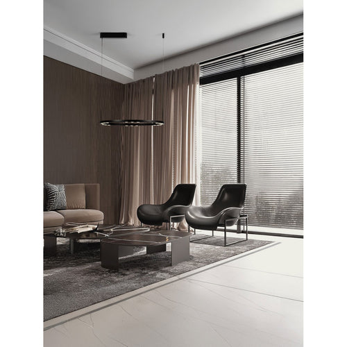Nova Luce LUNETTE Geïntegreerde LED-hanglamp voor plafond, zandkleurig zwart, Triac dimbaar, 34W, 1453lm, 3000K