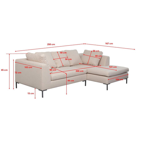 Kare Design Hoekbank Gianna 250cm rechts creme
