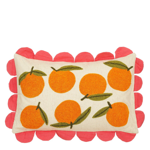 Mica Decorations Oranges Sierkussen - L65 x B45 x H10 cm - Katoen - Off-White, Oranje, Roze
