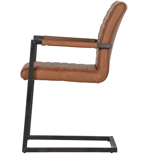 WOOOD eetkamerstoelen Bas - Pu - Cognac - Set van 6