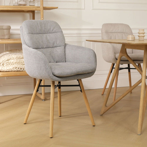 Nolon Nena-Mia Eetkamerstoelen Set van 2 - Grijs - Naturel Hout - vtwonen shop