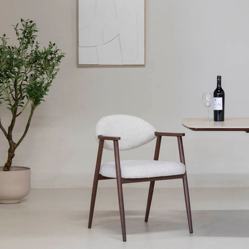 DÉJA Living Eetkamerstoel Karup - Beige/Walnoot - Set van 2 - vtwonen shop