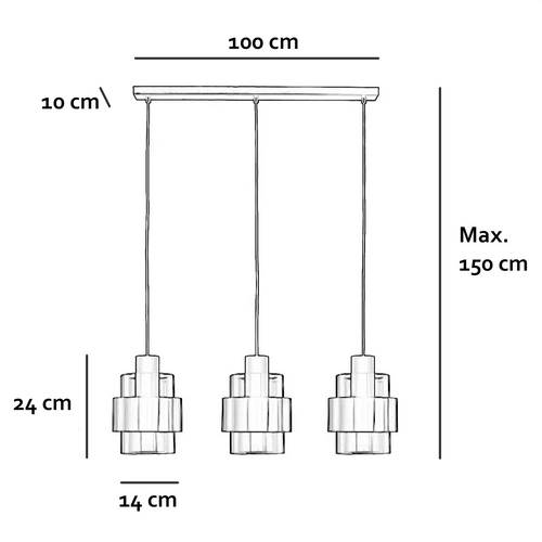 Freelight hanglamp Chiasso - 3 lichts - 100  x 150   cm - zwart goud - vtwonen shop