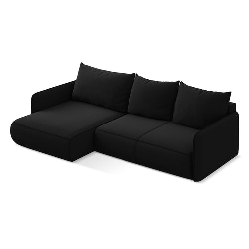 LaMiaSofa hoekbank links Palermo - velours - zwart - 240x148x86