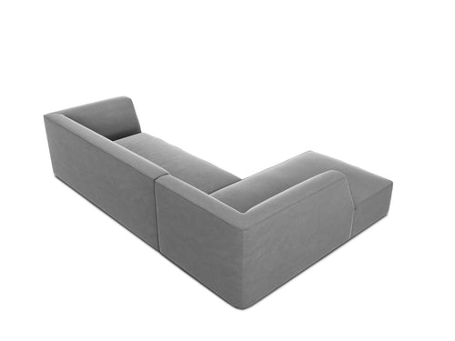 Micadoni linker hoekbank Ruby 4-zits, flueel, grijs - 180x273x69cm