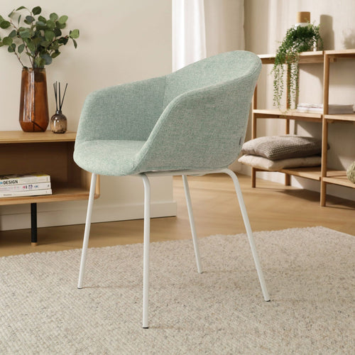 Nolon Nora-Otis Eetkamerstoel Zacht Groen - met Armleuning - Wit - vtwonen shop