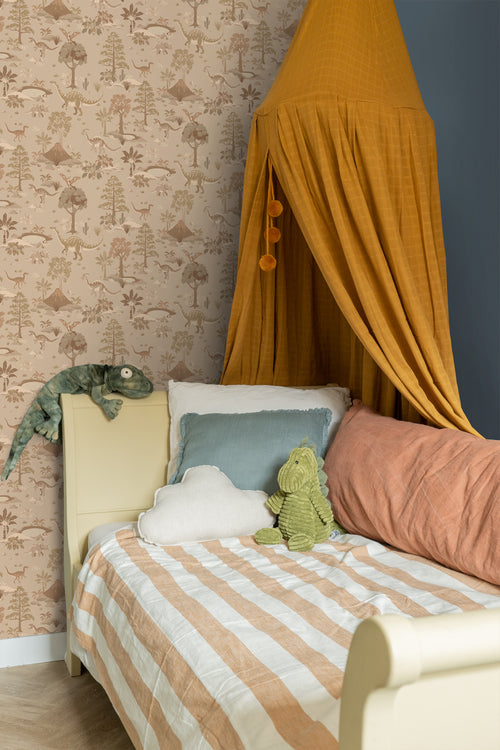 ESTAhome behang dinosaurussen bruin - 50 x 900 cm - 131658 - vtwonen shop