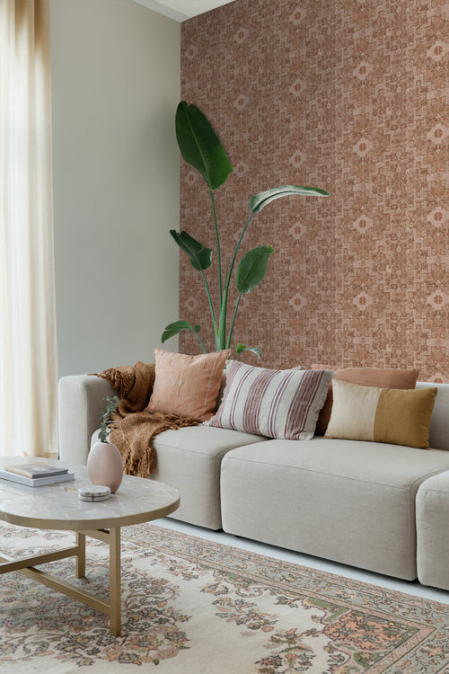 ESTAhome behang oosters kelim tapijt vergrijsd bruin - 50 x 900 cm - 131365 - vtwonen shop