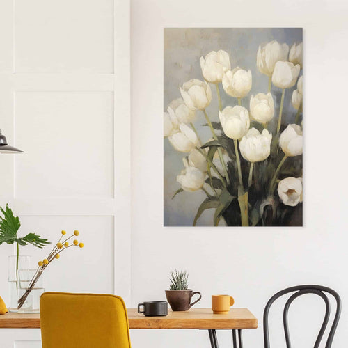 Artfulprints Poster met Lijst White tulips   - 70x100 cm - Wit