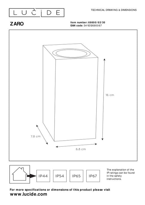 Lucide wandspot ZARO - 2xGU10 - Zwart - vtwonen shop