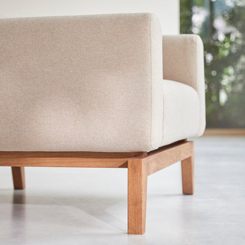Tikamoon Fauteuil van massief eiken en ecru stof - Beige