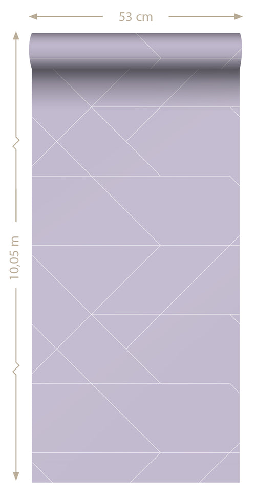 ESTAhome behang grafische lijnen lila paars - 53 cm x 10.05 m - 139574