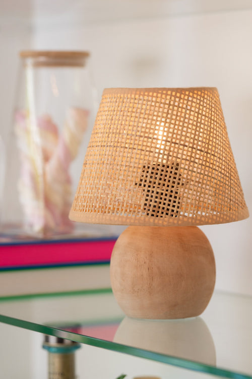 J-Line lamp Getwist - metaal/hout - naturel - LED lichtjes
