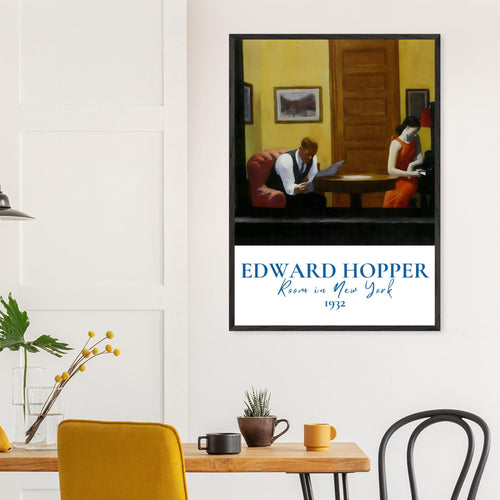 Artfulprints Poster Edward Hopper - Room in New York   - 30x40 cm - Meerkleurig